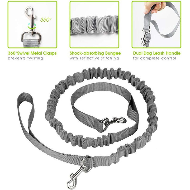 Benepaw Reflective Handsfree Dog Leash With Two Storage Bags