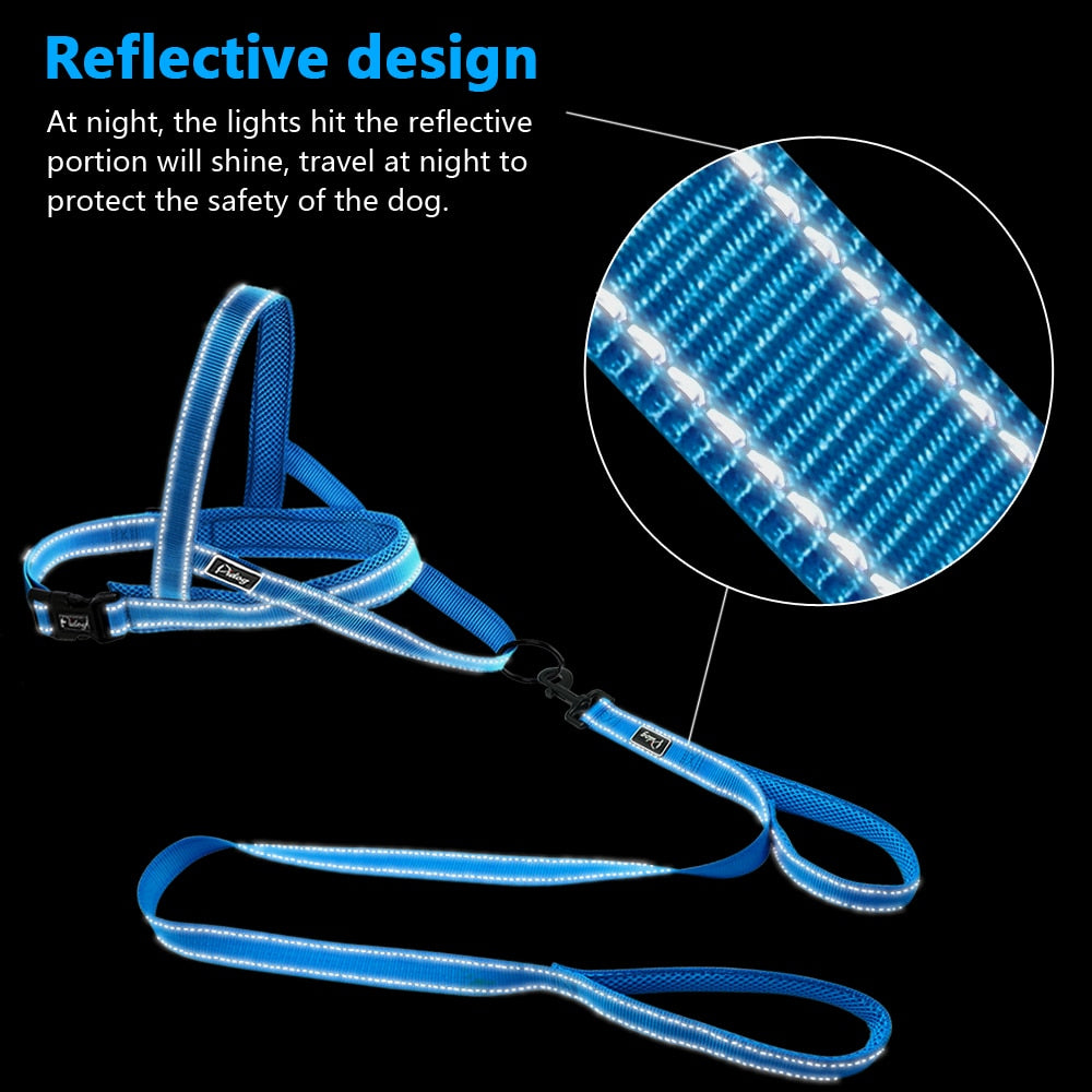 No Pull Reflective Dog Harness Leash Set