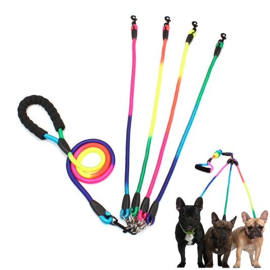 Rainbow Multi Dogs Leash Nylon Detachable Pet Lead Foam Handle