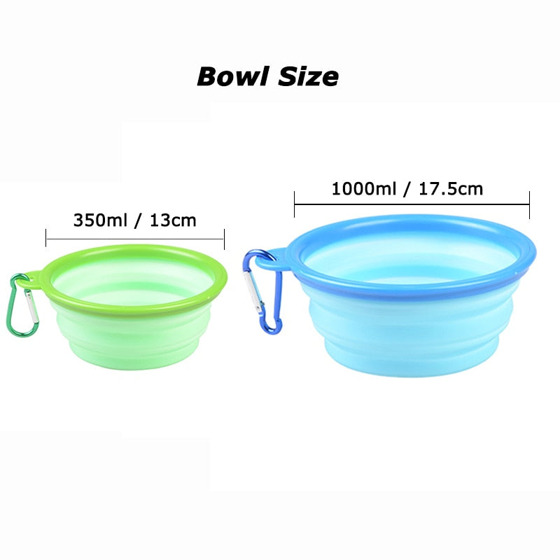 350ml or 1000ml Solid Color Foldable Dog Bowl